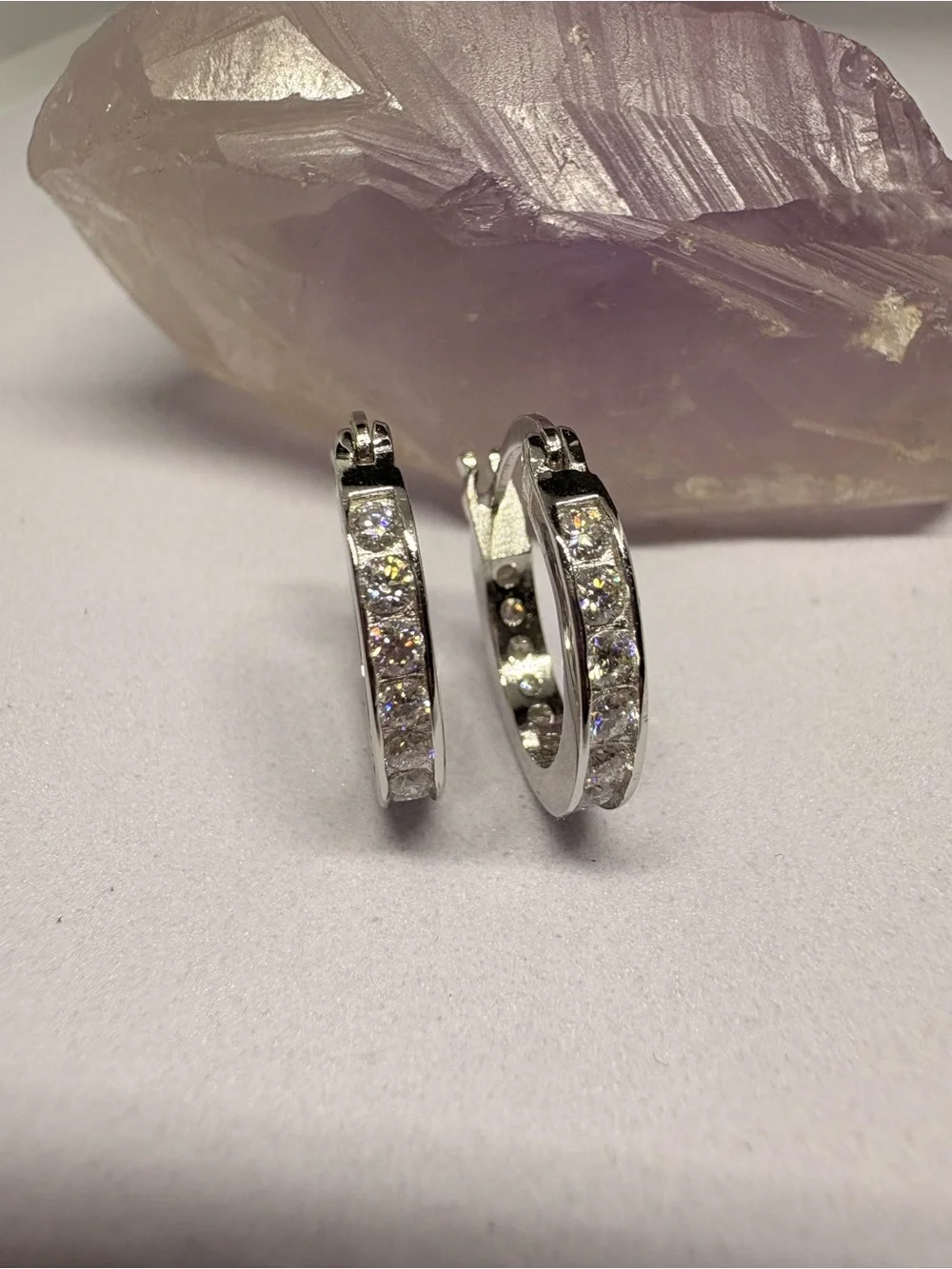 Sterling Silver 2CTW Moissanite Huggie Hoop Earrings